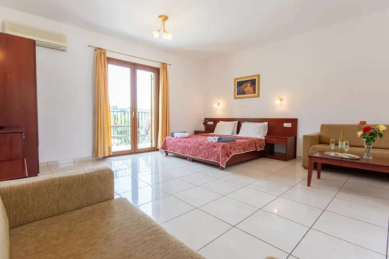 The living space and bed of an apartment
